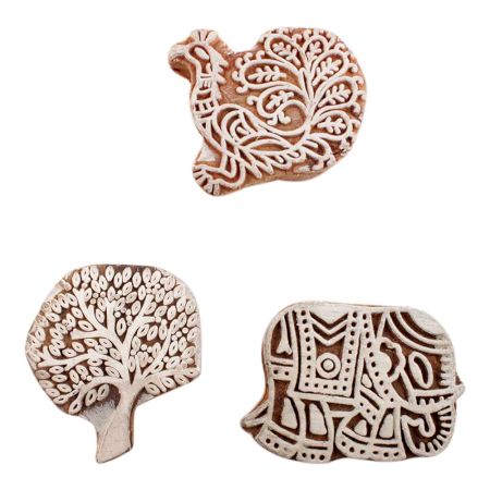 Set of 3 Piece New Mix Wooden Printing Block